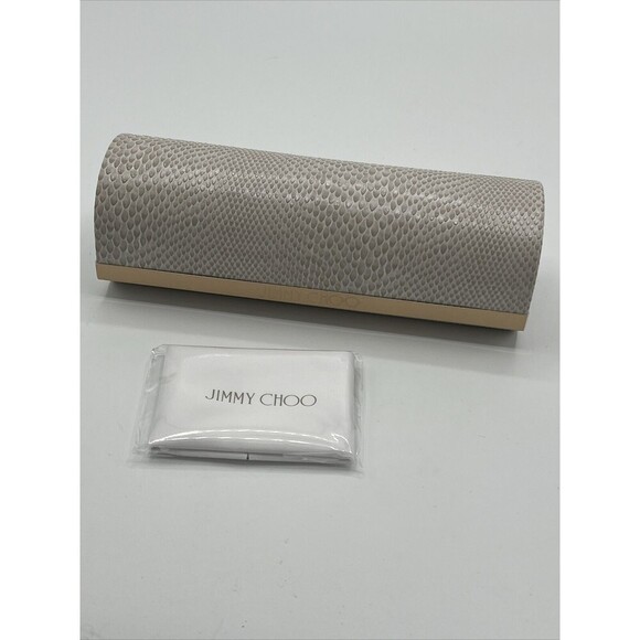 Jimmy Choo Ivory Snakeskin Hardshell Sunglasses Eyeglass Medium Case with Cloth - Picture 2 of 6